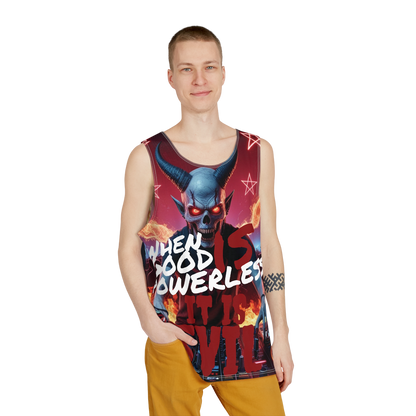 Graphic Tank Top for Men - "When Good is Powerless, it is Evil"